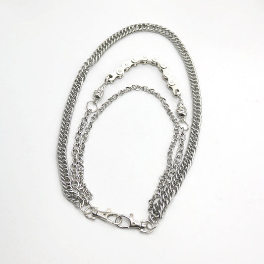 Silver Skull Belt Chain Men's Wallet Chains