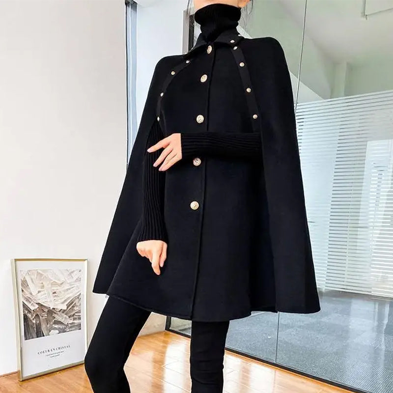 Black Knit Gold-Button Jacket