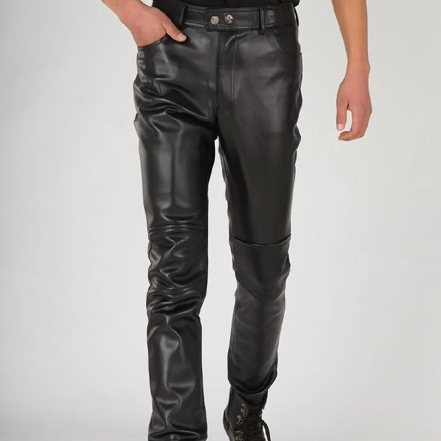 Black Slim Biker Pants