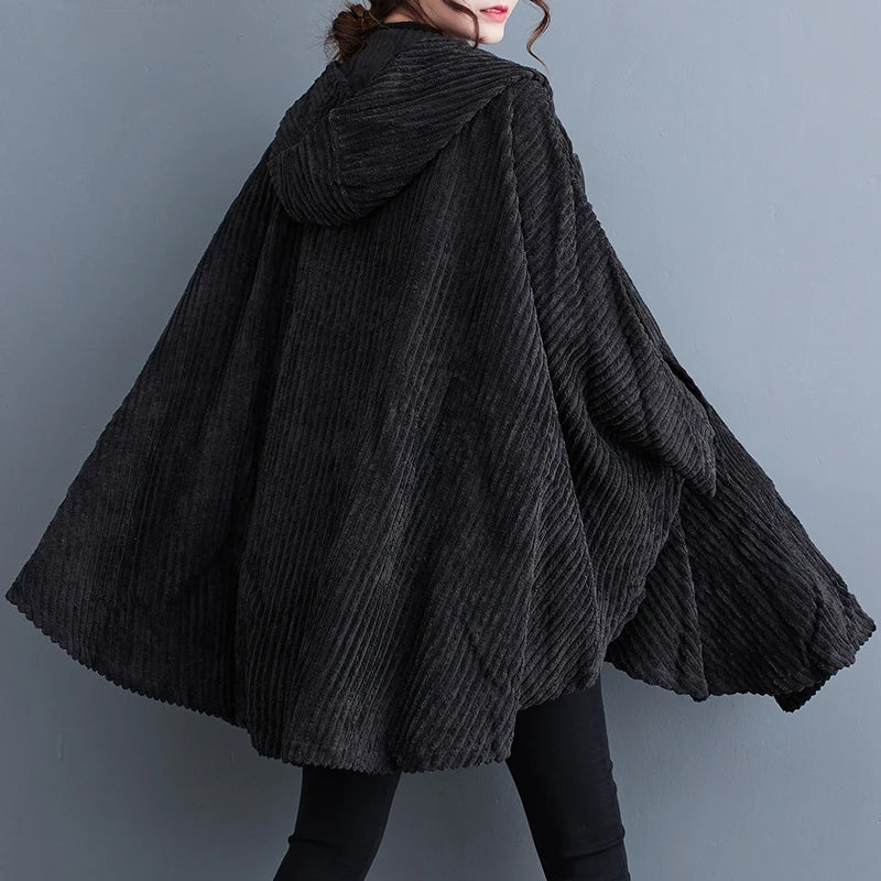 Hooded Zipper Black Cape