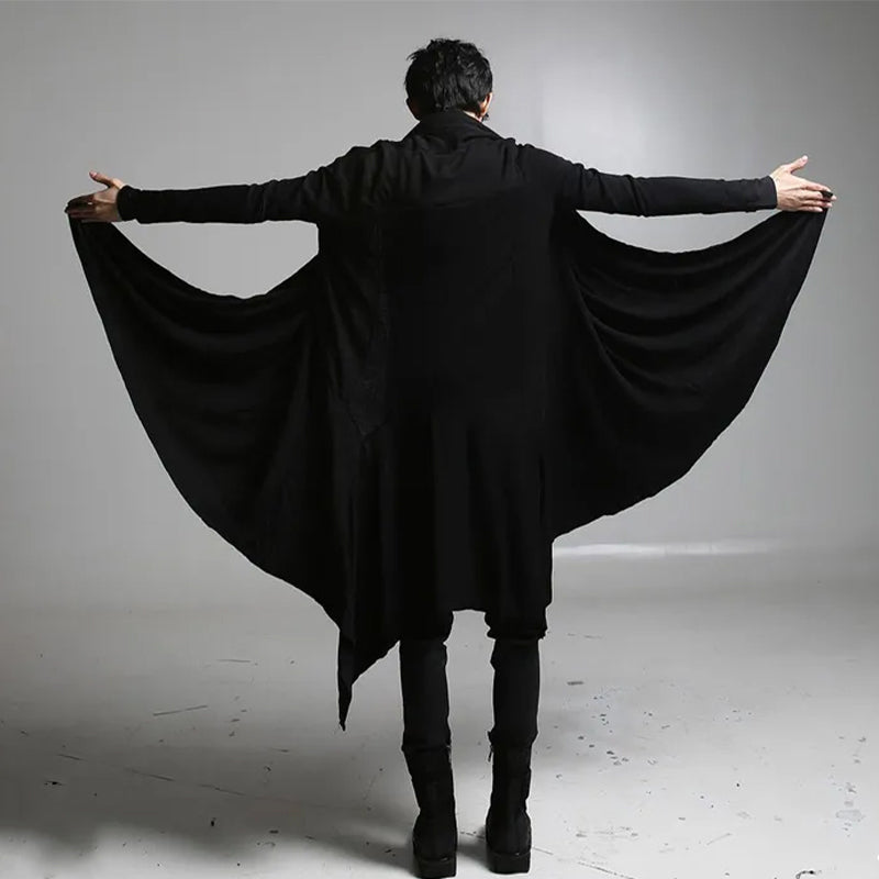 Black Hooded Asymmetric Draped Cape