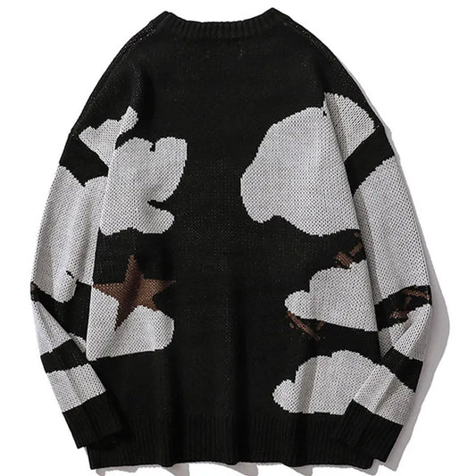 Black Cartoon Character Knit Sweater