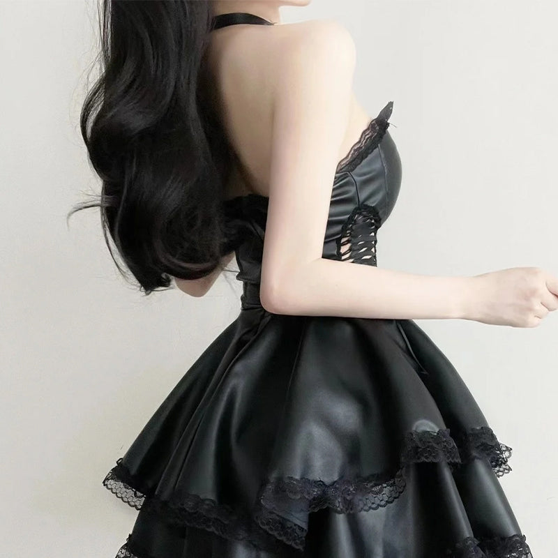 Black Lace-Trim Strapless Mini Dress
