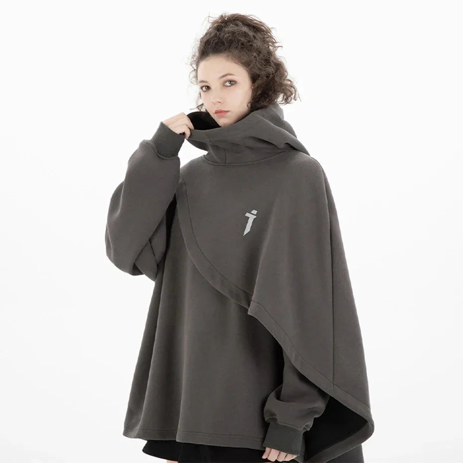 Unisex Black Gray Oversized Hooded Jacket