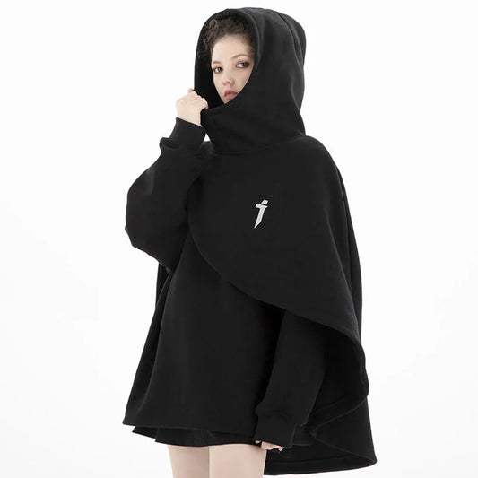 Unisex Black Gray Oversized Hooded Jacket
