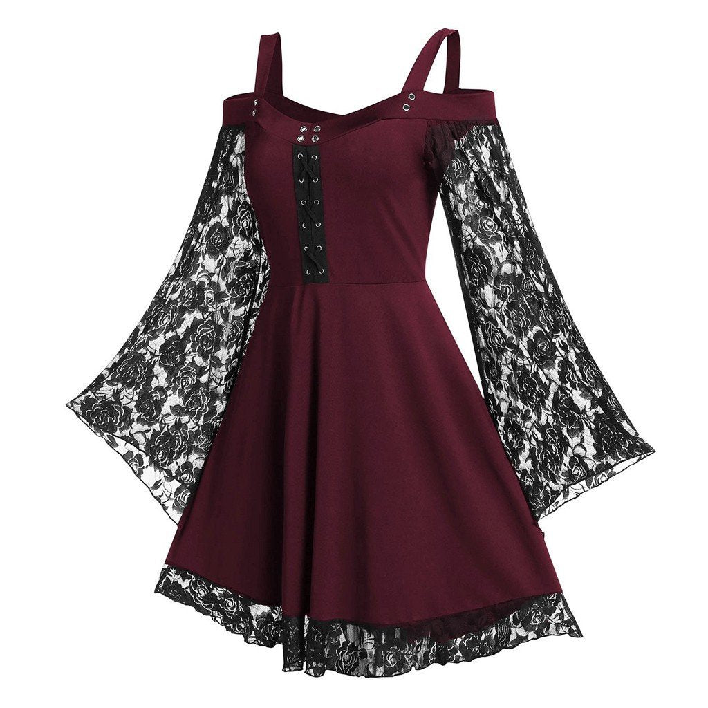 Women's Black Cold-Shoulder Lace Mini Dress - alternate studio view (2 of 2)
