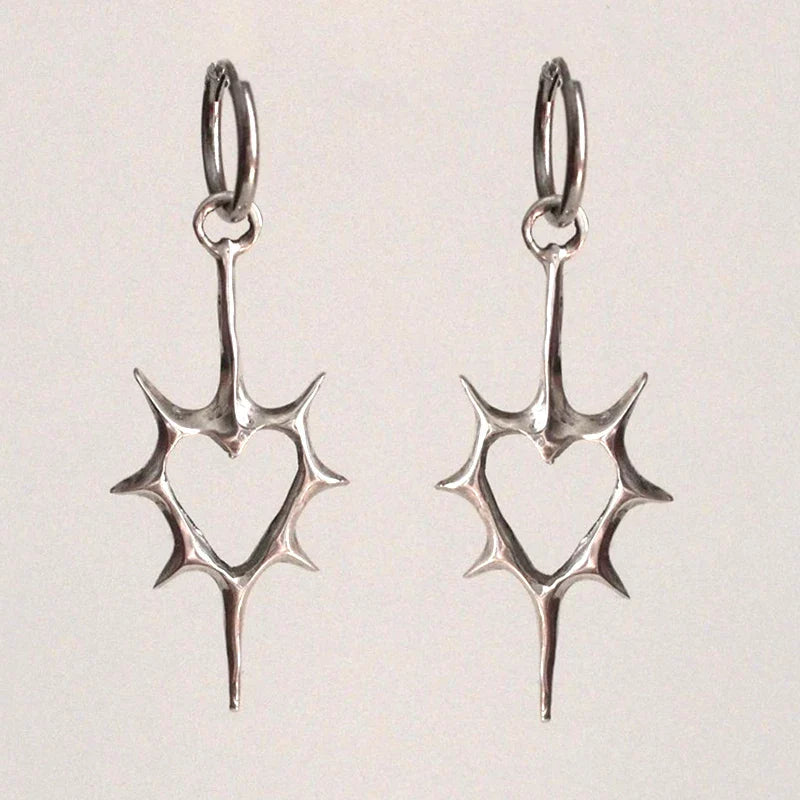 Goth Heart Earrings - primary photo, shown with a person