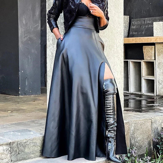 Black High-Slit Maxi Skirt