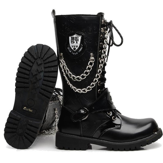 Black Chain Combat Boots