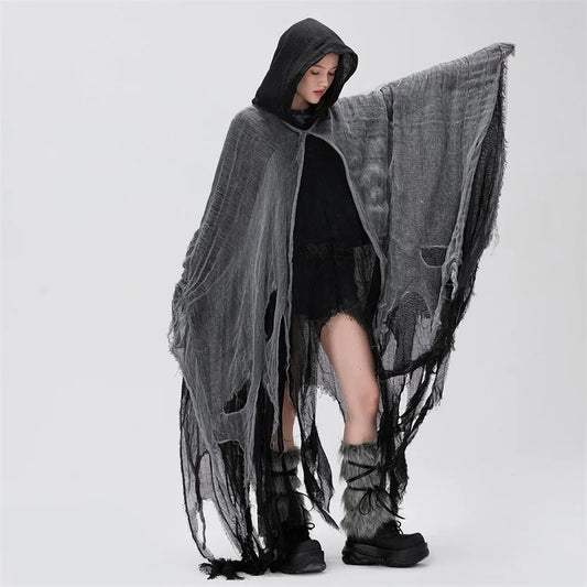 Ripped Hooded Black Jacket