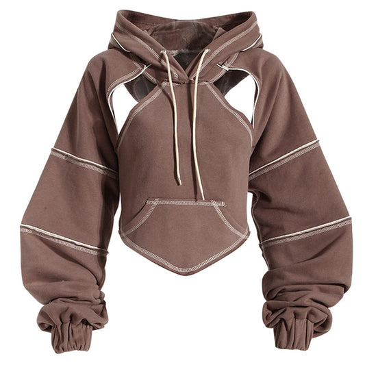Cropped Pullover Hoodie - alternate view, shown with a person (2 of 4)