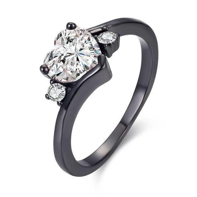 Women's Black-Metal Heart Gemstone Ring - alternate studio view (6 of 6)