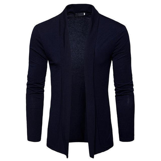 Men's Black Open-Front Shawl Knit Cardigan - alternate studio view (2 of 5)