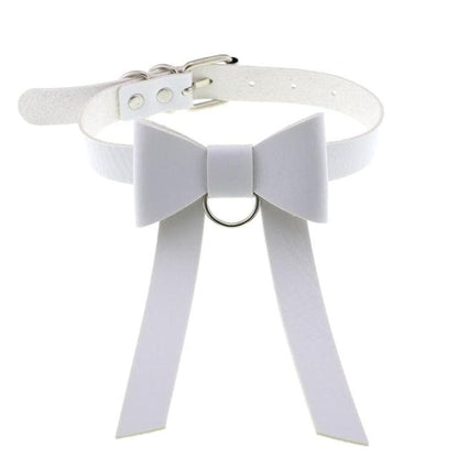 Bowknot Leather Choker - Creepy Goth