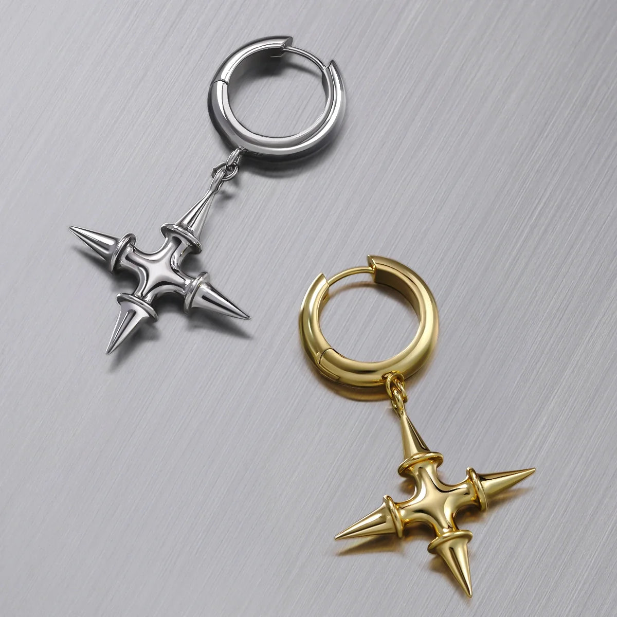SPIKE CROSS EARRINGS