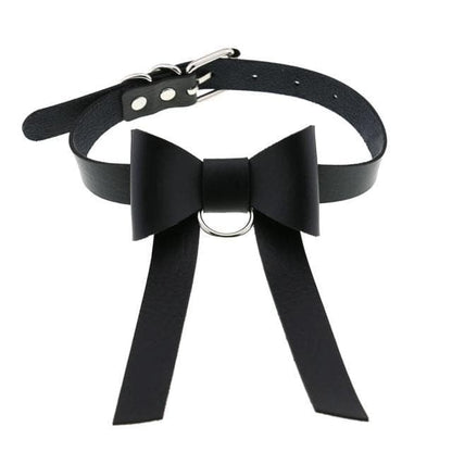 Bowknot Leather Choker - Creepy Goth