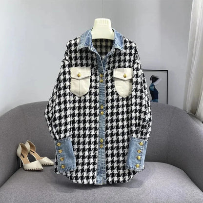 Women's Plaid Denim Coat