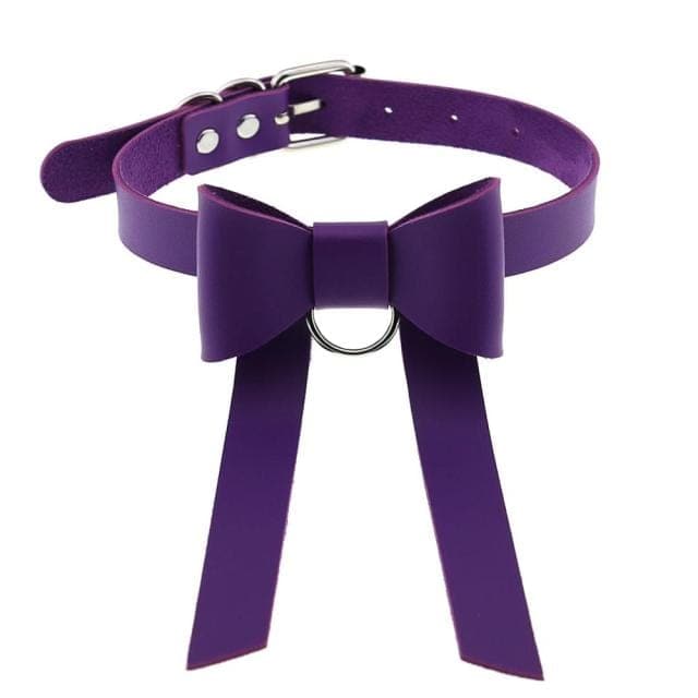 Bowknot Leather Choker - Creepy Goth