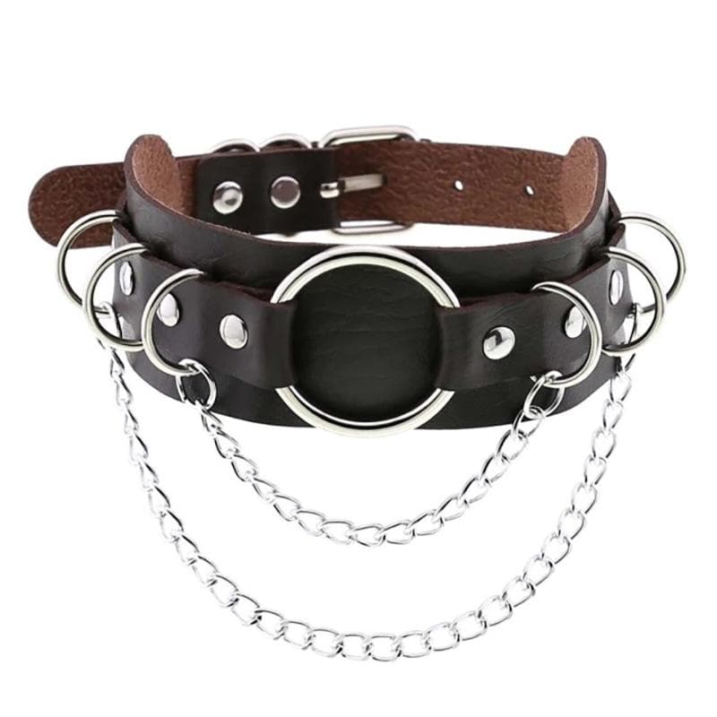Lawbreaker Punk Leather Choker - Creepy Goth