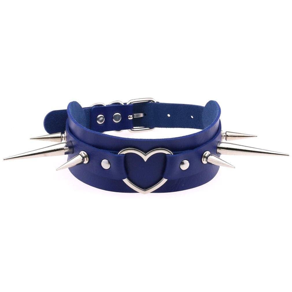 Long Spike Heart Choker Necklace - Creepy Goth