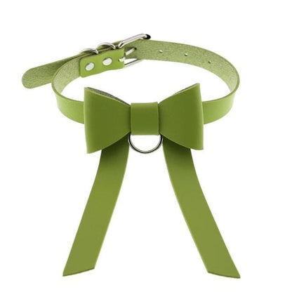 Bowknot Leather Choker - Creepy Goth