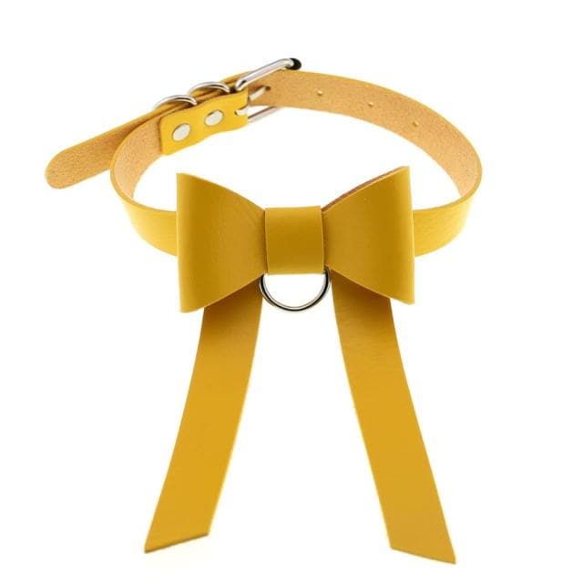Bowknot Leather Choker - Creepy Goth