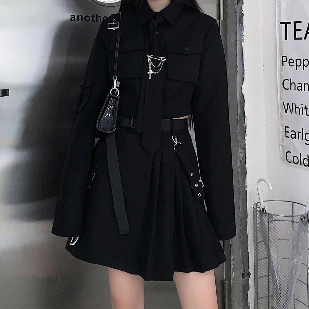 Black Pleated Mini Dress
