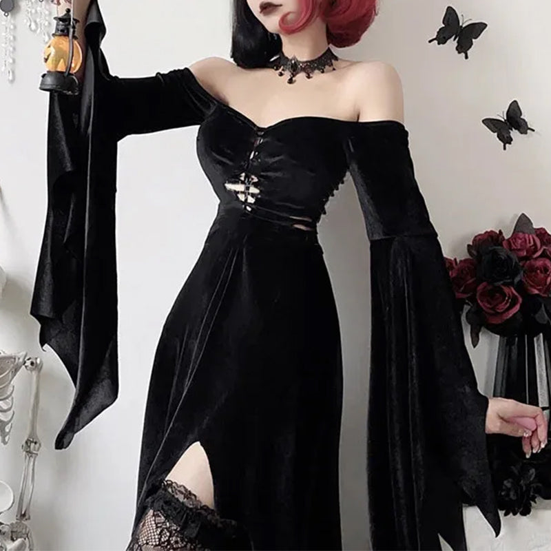 Women's Black Velvet Off-Shoulder Maxi Dress - primary lifestyle photo (1 of 3)