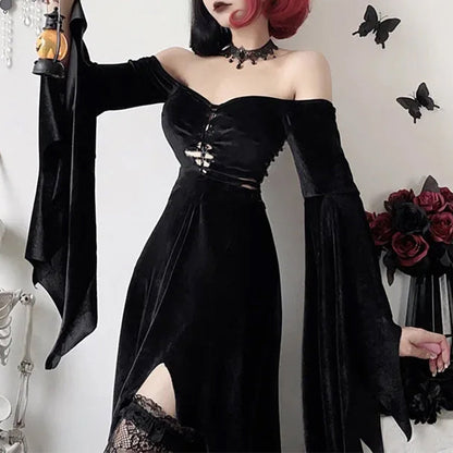 Women's Black Velvet Off-Shoulder Maxi Dress - primary lifestyle photo (1 of 3)