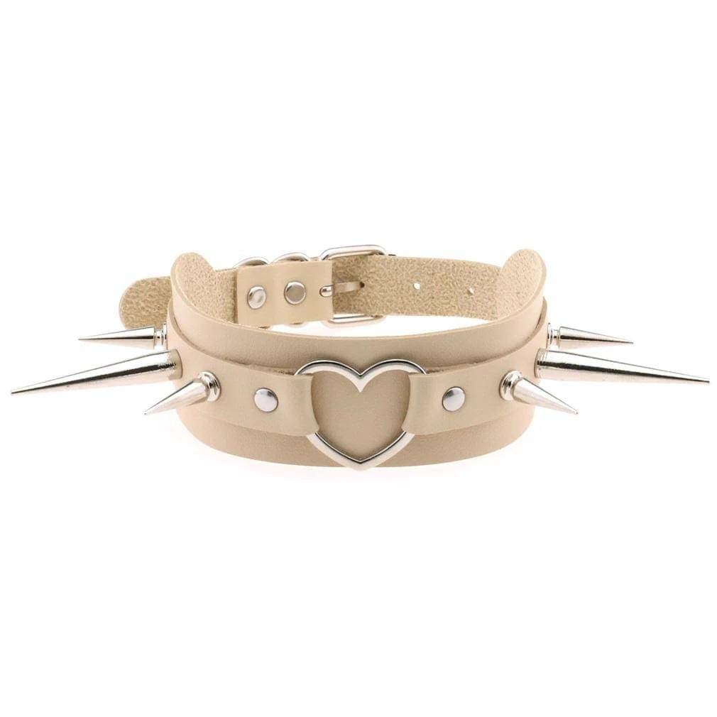 Long Spike Heart Choker Necklace - Creepy Goth