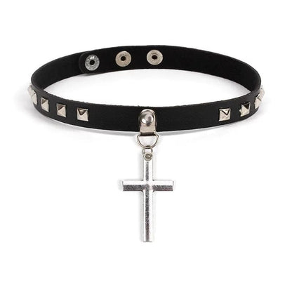 Cross Leather Choker