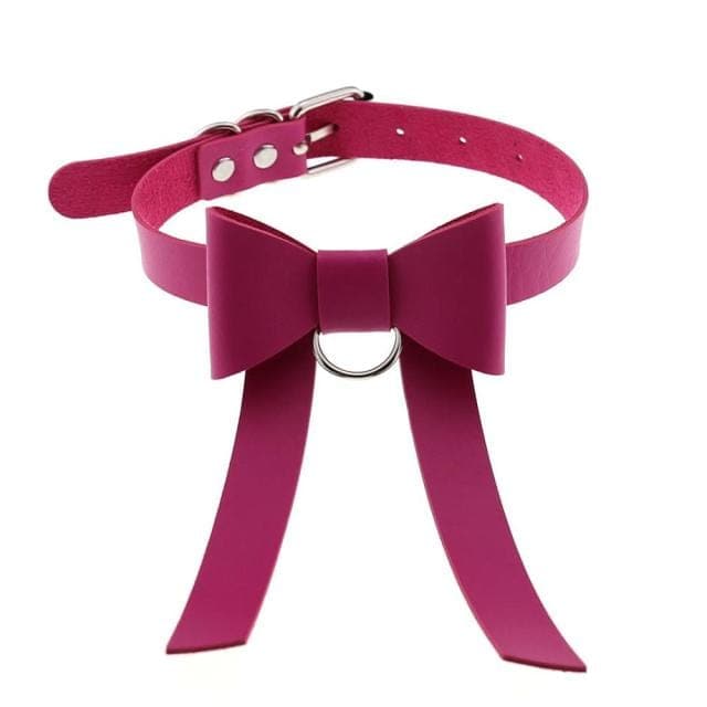 Bowknot Leather Choker - Creepy Goth