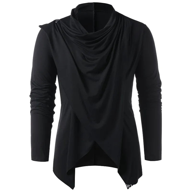 Men's Black Gray Green Draped Cowl Pullover - front studio view (1 of 6)