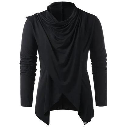 Men's Black Gray Green Draped Cowl Pullover - front studio view (1 of 6)