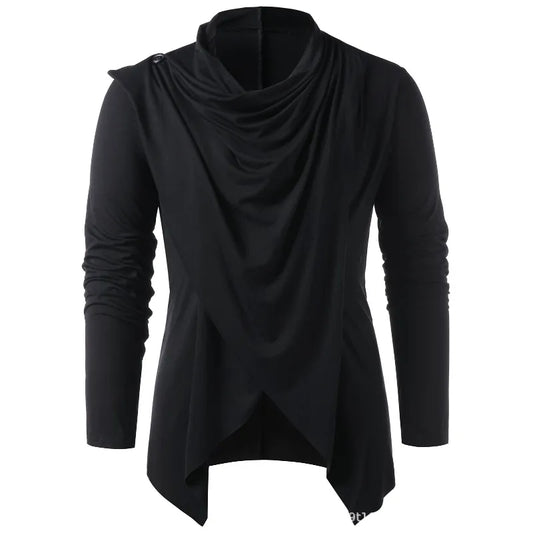 Men's Black Gray Green Draped Cowl Pullover - front studio view (1 of 6)