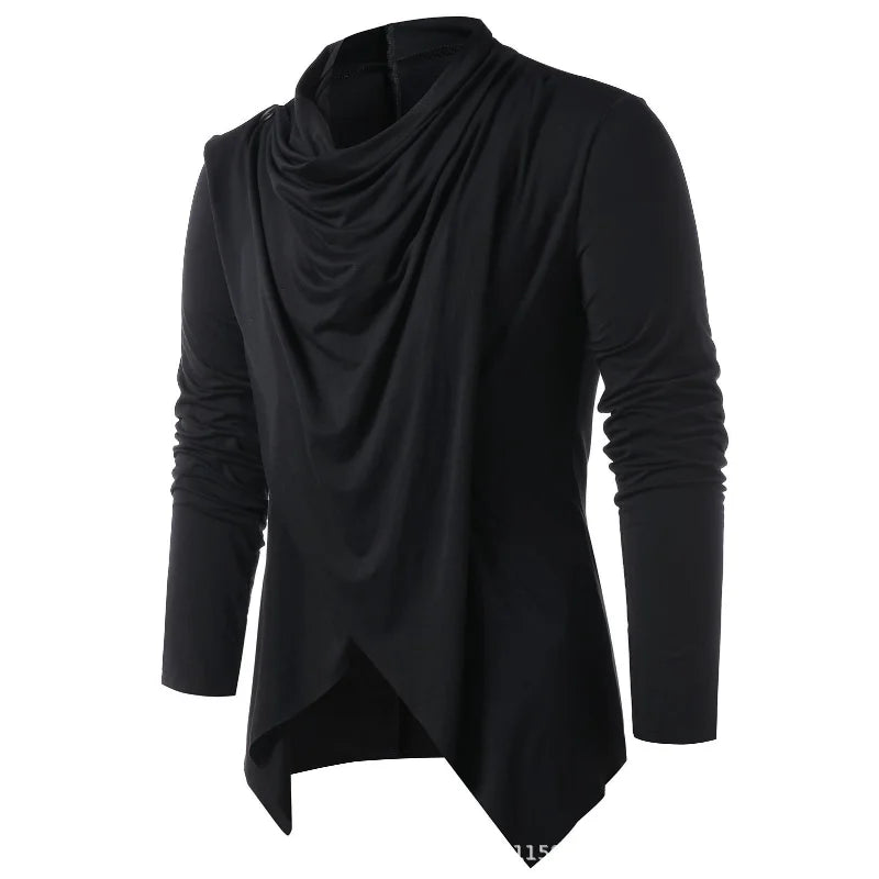 Black Gray Green Draped Cowl Pullover Top