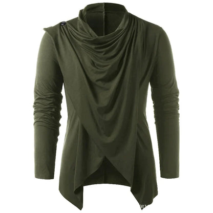 Men's Black Gray Green Draped Cowl Pullover - alternate studio view (5 of 6)