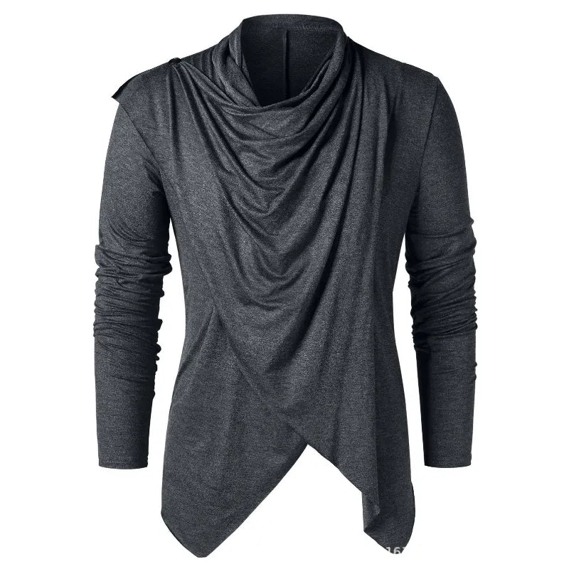 Men's Black Gray Green Draped Cowl Pullover - alternate studio view (6 of 6)