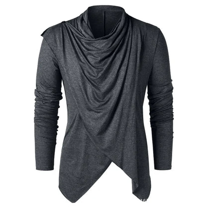 Men's Black Gray Green Draped Cowl Pullover - alternate studio view (6 of 6)