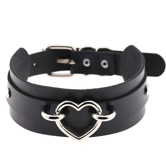 Black Heart Choker Necklace - Creepy Goth