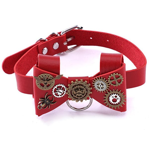 Geared Bowtie Choker Necklace - Creepy Goth