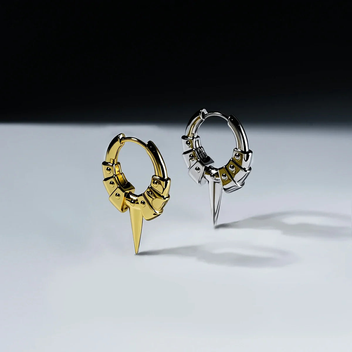 INTERLOCK SPIKE HOOP EARRINGS