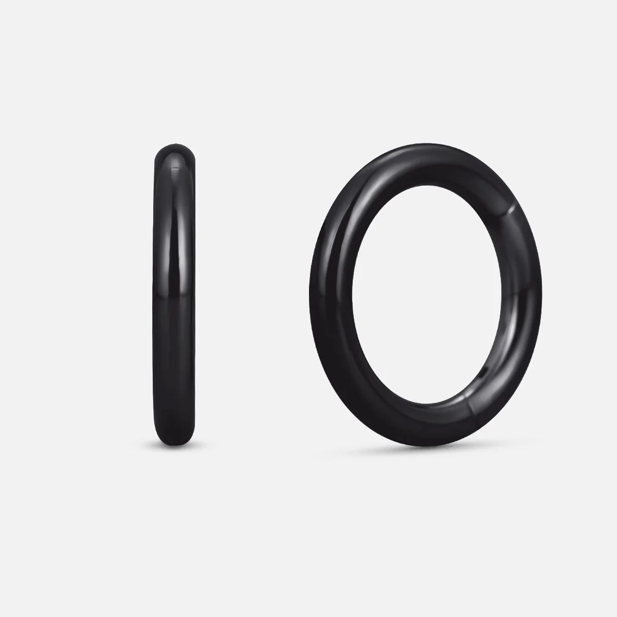 Black Chromatic Loop ring shown from side and front views