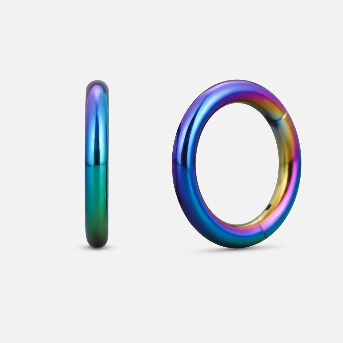 Rainbow Chromatic Loop ring shown from side and front views