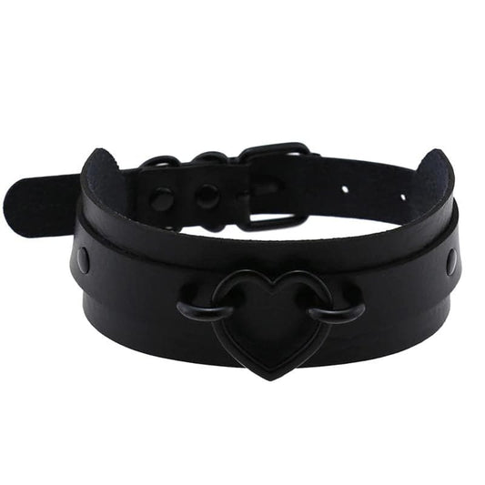 Black Heart Choker Necklace - Creepy Goth