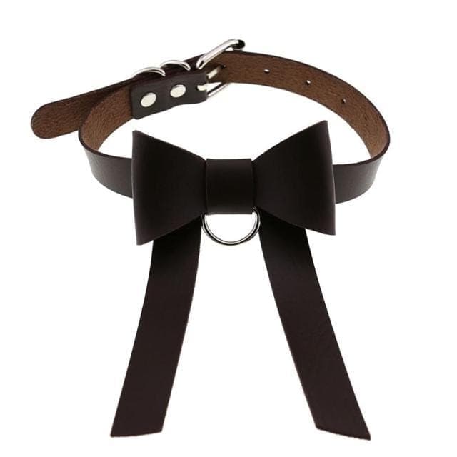 Bowknot Leather Choker - Creepy Goth