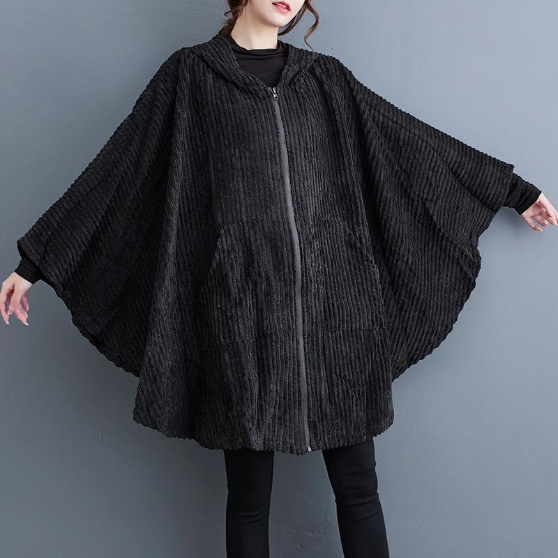 Women's Hooded Zipper Cape Black - primary product photo (1 of 5)