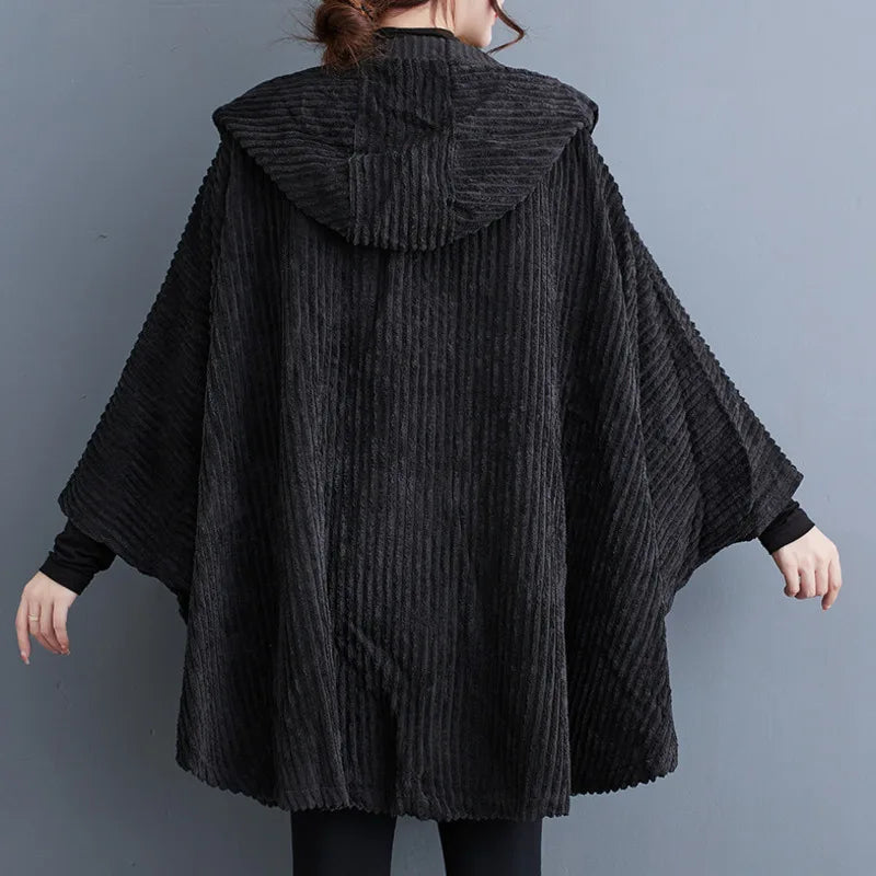 Hooded Zipper Black Cape