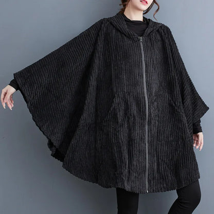 Hooded Zipper Black Cape