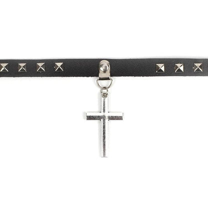 Cross Leather Choker